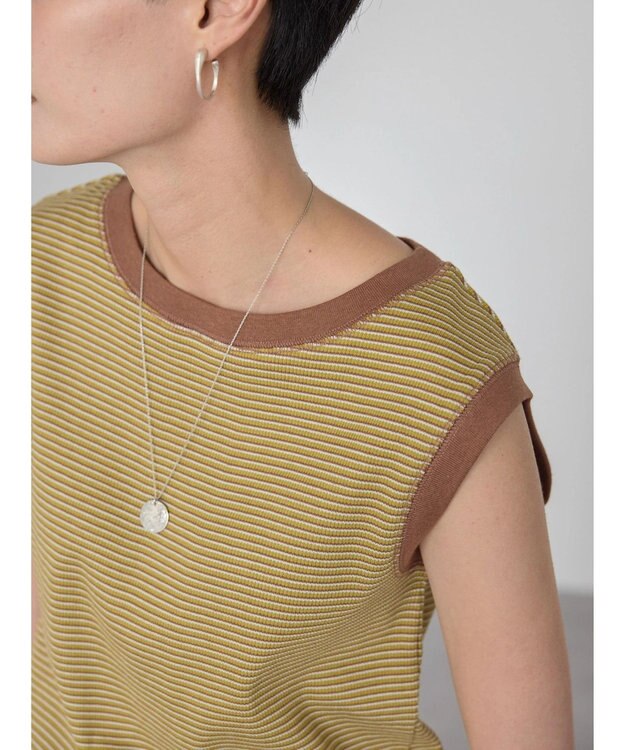 AMERICAN HOLIC ミジンボーダーノースリーブカットプルオーバー Brown