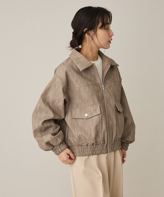 CRAFT STANDARD BOUTIQUE フェイクレザー衿ボアブルゾン Beige