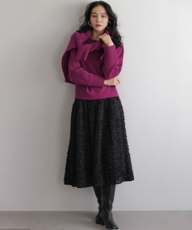 組曲 L ペタルチュール スカート ブラック系