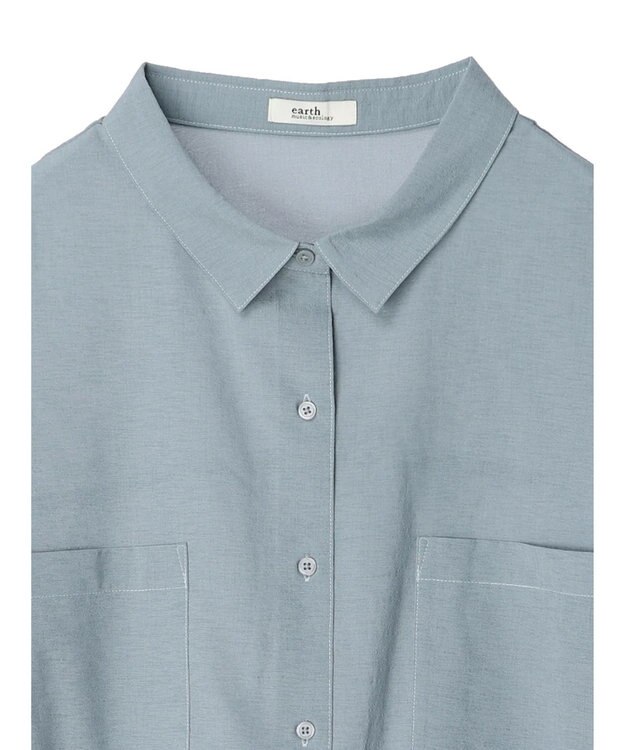 earth music&ecology 配色ステッチＢＩＧシャツ Gray