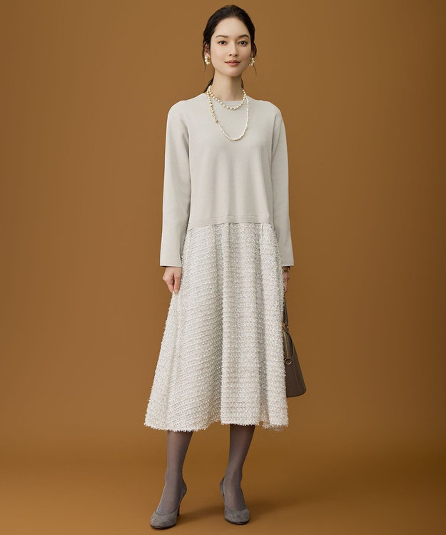 自由区 L 【カタログ掲載】ジャカードコンビ ワンピース ベージュ