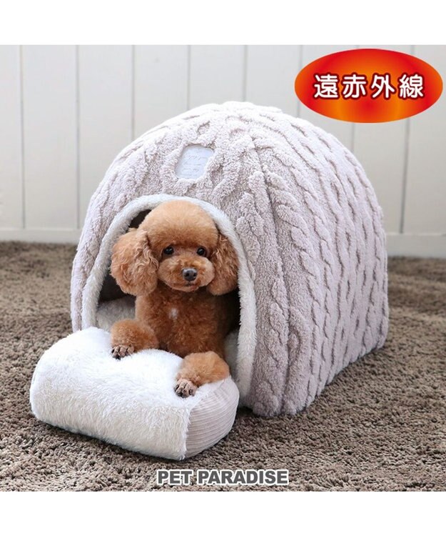 PET PARADISE ペットパラダイス 遠赤外線 ボアハウス 《アラン柄》  38×40cm ベージュ