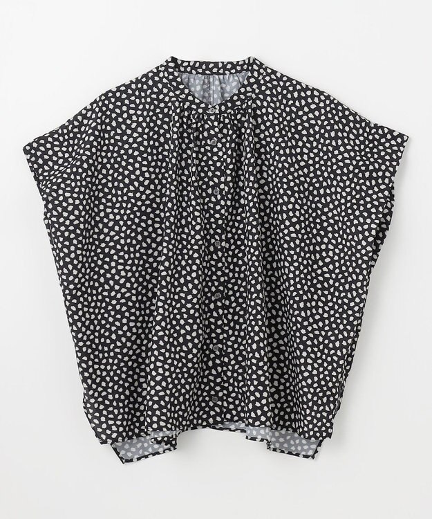 ANY スクエアプリントシャツ ブラックベース×アニマル柄