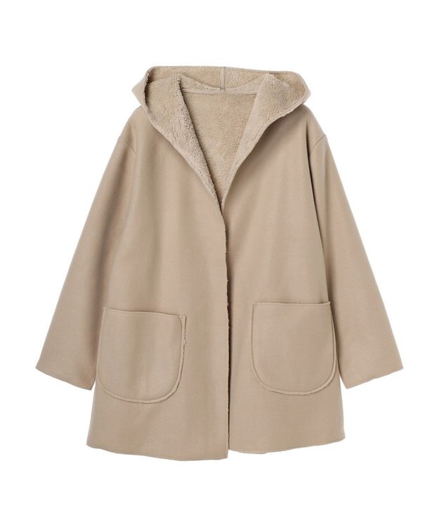 Green Parks ２ｗａｙフード裏ボアミディ丈コーディガン Beige