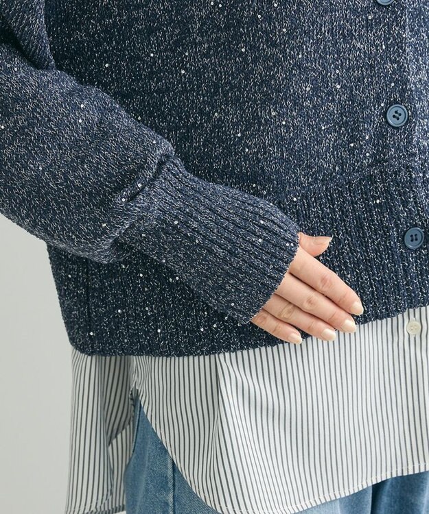 Green Parks ２ｗａｙ　スパンコールニットプルオーバー Navy