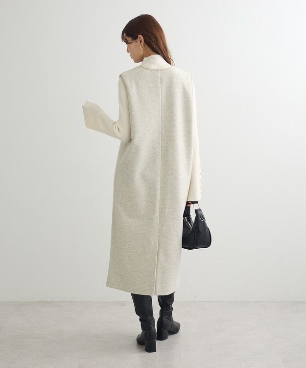 Green Parks 圧縮ポンチ合皮パイピングジャンスカ Ivory