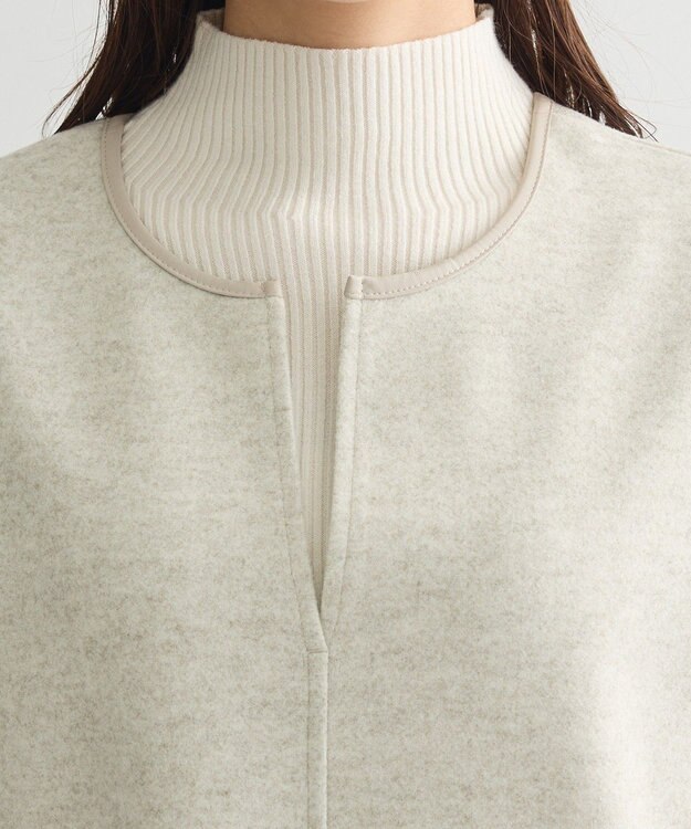 Green Parks 圧縮ポンチ合皮パイピングジャンスカ Ivory