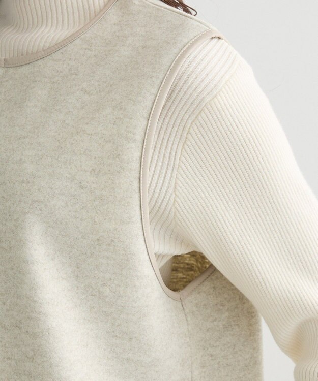 Green Parks 圧縮ポンチ合皮パイピングジャンスカ Ivory