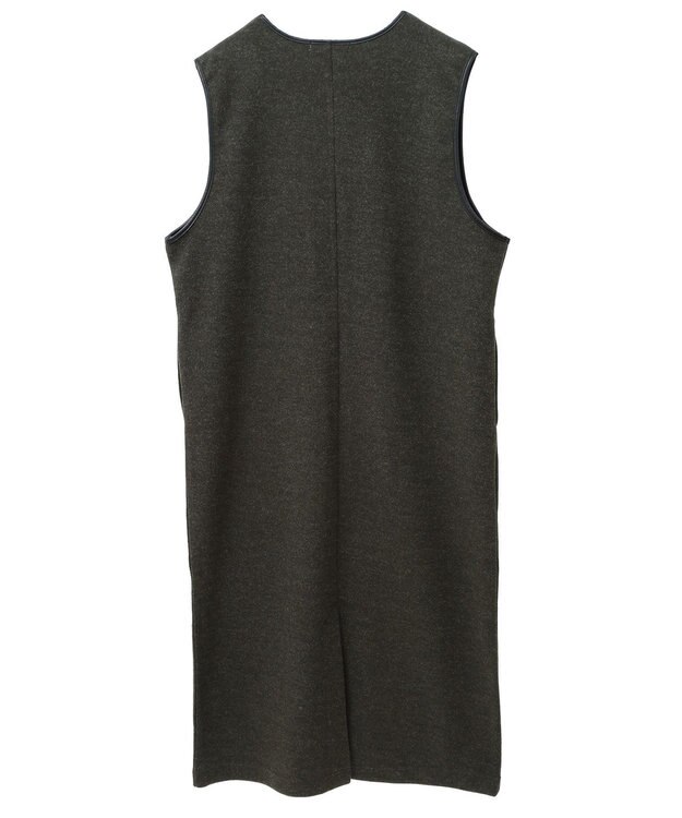 Green Parks 圧縮ポンチ合皮パイピングジャンスカ Dark Green