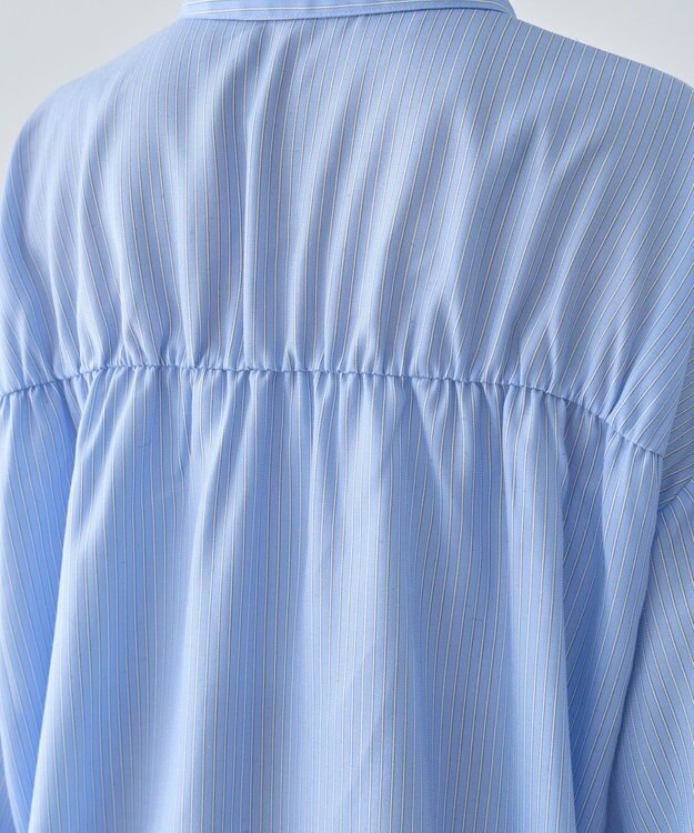 Green Parks 脇シャーリングシャツ Stripe Blue