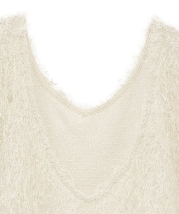 earth music&ecology ふさふさベスト Ivory