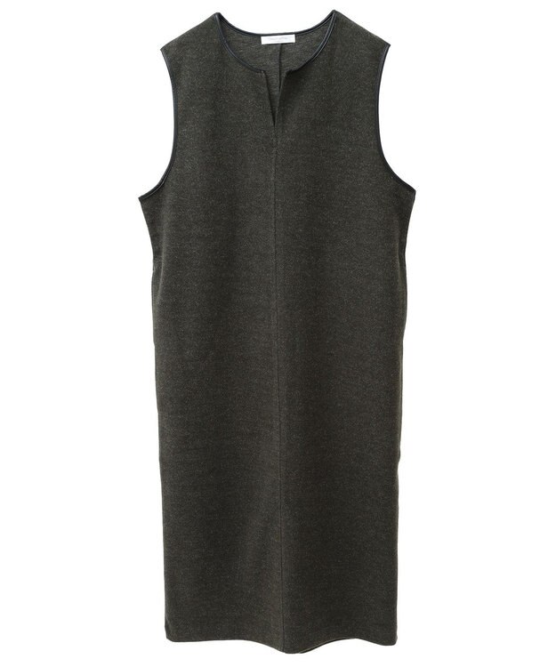 Green Parks 圧縮ポンチ合皮パイピングジャンスカ Dark Green