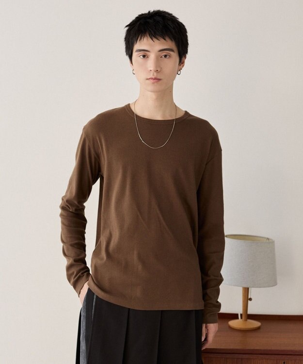 WEGO タイトフィットリブT（長袖） ブラウン