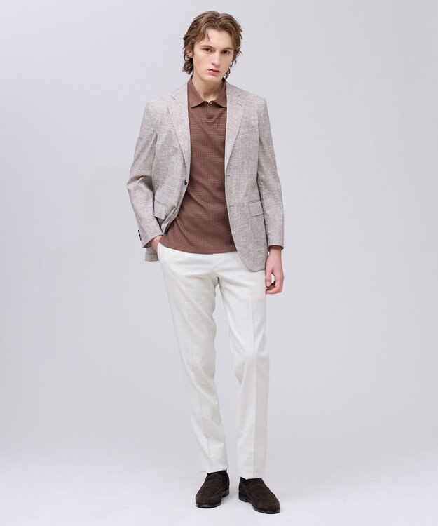 J.PRESS MEN ジャケットインの最適解【接触冷感 / 吸水速乾】【J.PRESS PREMIUM JERSEY】スキッパー ポロシャツ ブラウン系