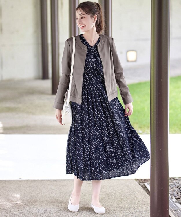 Tiaclasse L 【本革】ノーカラーシープレザージャケット モカ