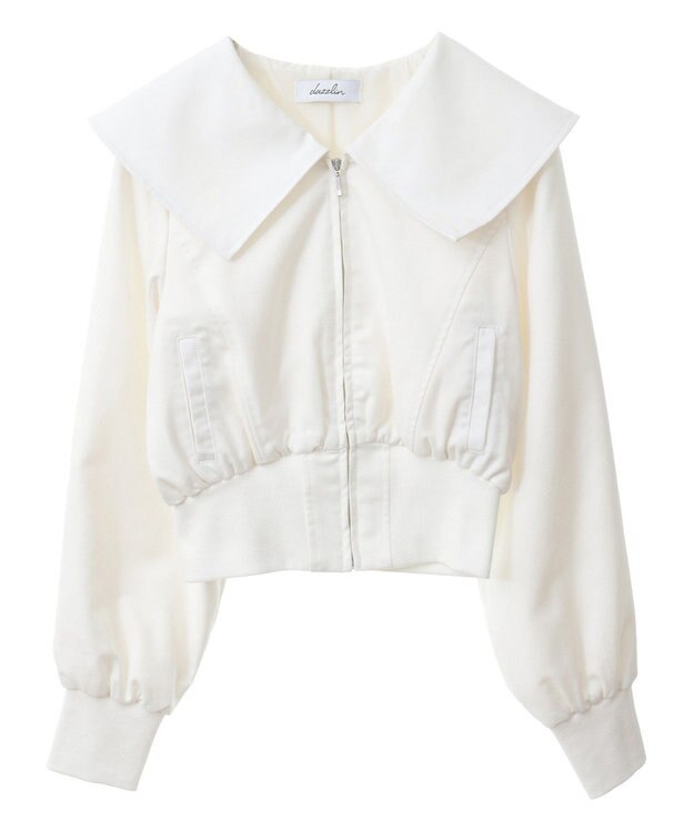 Green Parks ｄａｚｚｌｉｎ　襟付きツイルショートｚｉｐブルゾン Ivory
