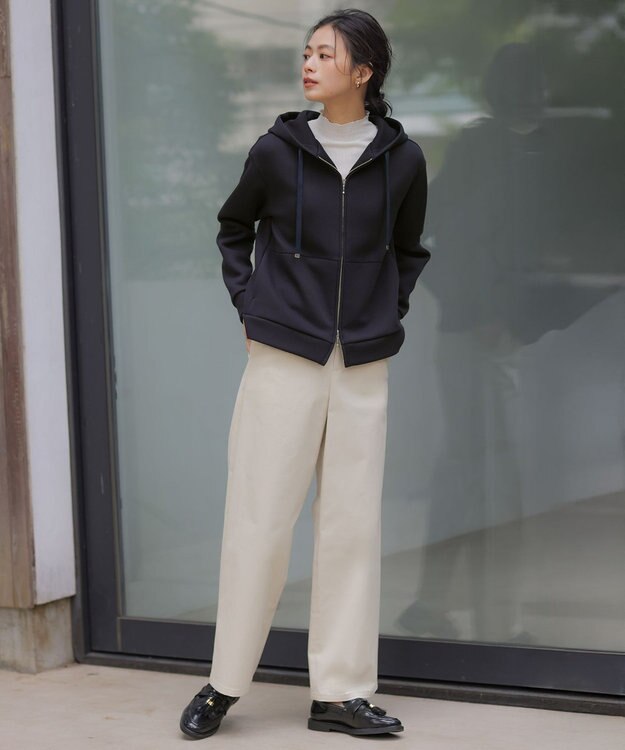 J.PRESS LADIES ダンボールジャージー パーカー ネイビー系