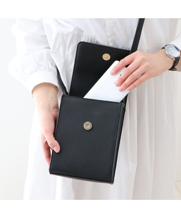 しろたん スマホショルダー バッグ 黒 スマホポーチ / Mother