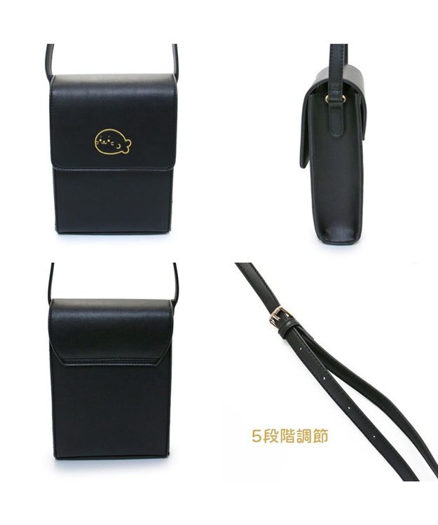 Mother garden しろたん スマホショルダー バッグ 黒  スマホポーチ 黒