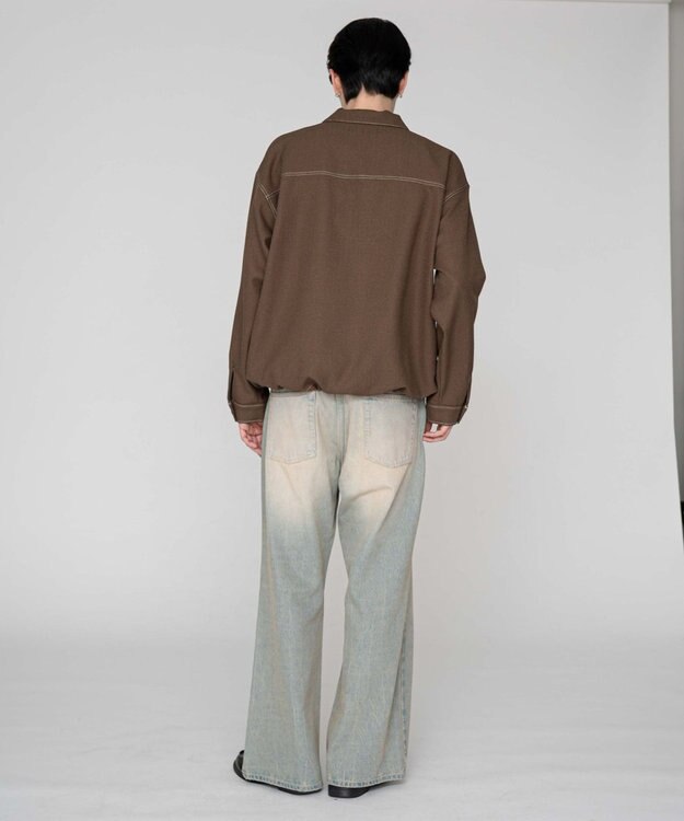 WEGO 【ユニセックス着用ITEM/MLサイズ展開】カラーステッチシャツジャケット ブラウン