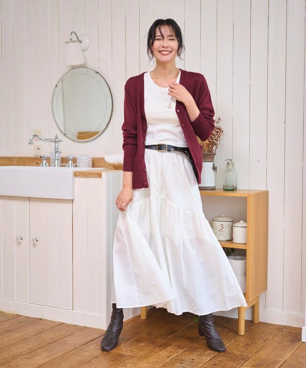 WEGO 【WEB限定/2025年秋冬新作//洗濯OK/毛玉レス/MLXLサイズ展開/オフィス/カジュアル】ベーシックニットカーディガン ワイン