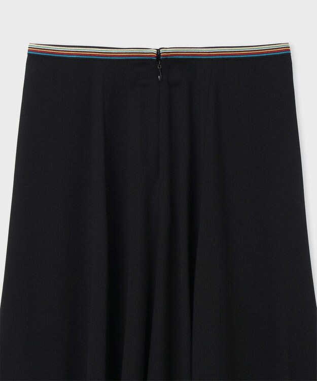Paul Smith バックサテン ジョーゼット フレアスカート ブラック