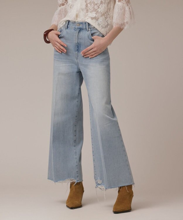 GRACE CONTINENTAL バギーデニムパンツ サックス