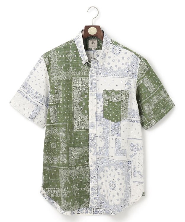 J.PRESS MEN 【KING SIZE】ペイズリーバンダナプリント クレイジーパターンシャツ スモーキーグリーン系9