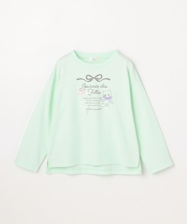 ANY KIDS 【綿100%】ロゴプリント 長袖Tシャツ ミント