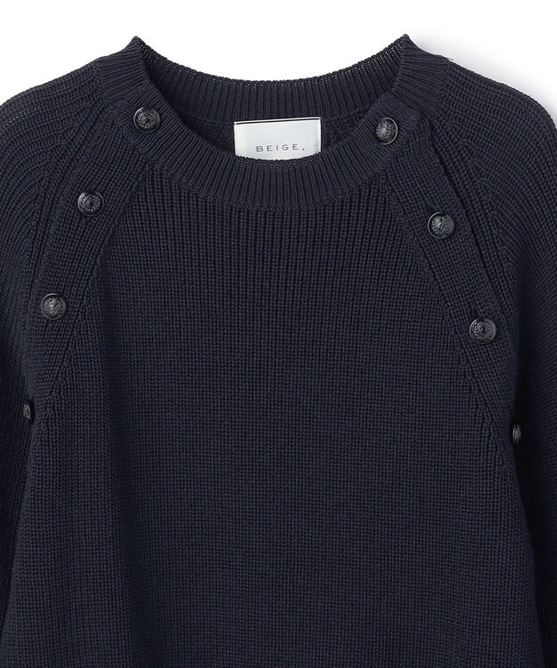 BEIGE， HELIODOR / スポンディッシュマリンボタンニット Navy