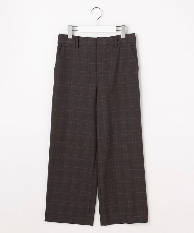 J.PRESS LADIES L アルガンシルク チェック クロップド パンツ チャコールチェック系