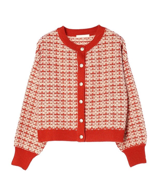 Green Parks ・ｆｕｒｒｙ　ｒａｔｅ　ツィードラメニットカーディガン Orange