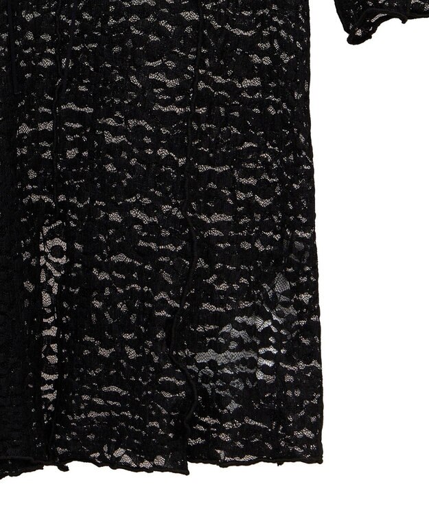 Green Parks カットワークデザインレース半袖トップス Black