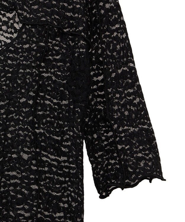 Green Parks カットワークデザインレース半袖トップス Black