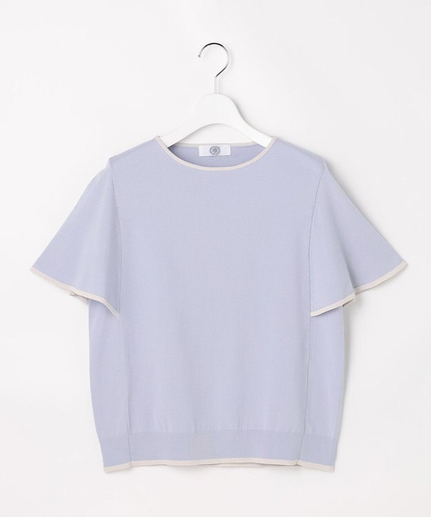 J.PRESS LADIES COOL MINT COTTON POLYESTER フレアスリーブ ニット プルオーバー サックス系