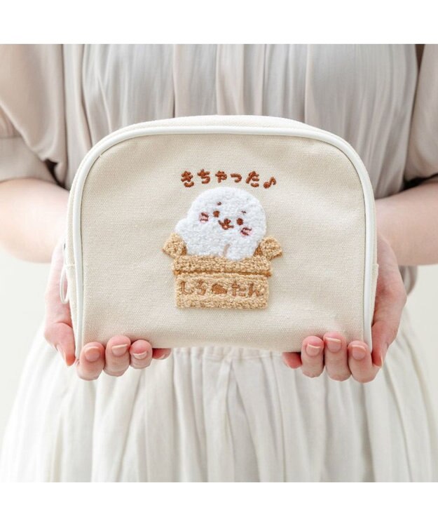 Mother garden しろたん ネット店限定 サガラ刺繍 ポーチ キナリ
