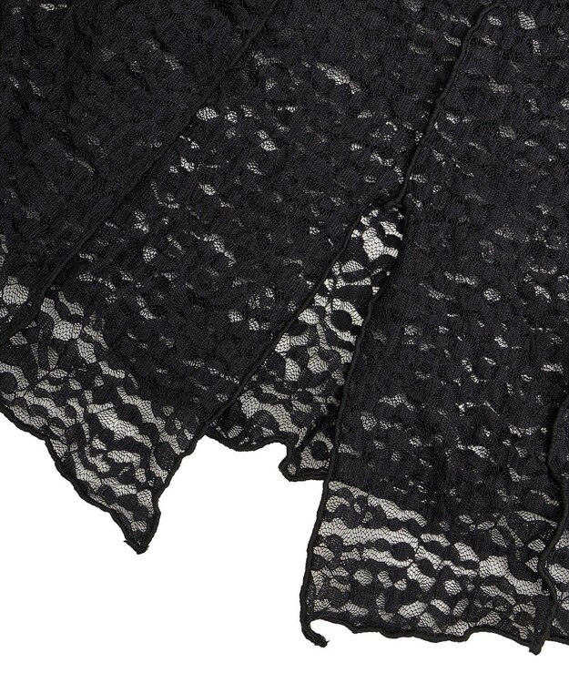 Green Parks カットワークデザインレース半袖トップス Black