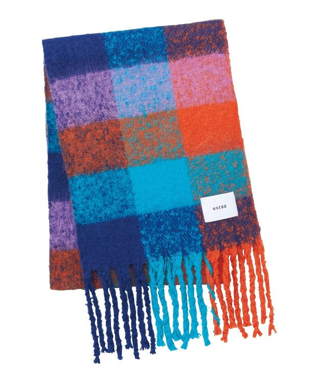 MOONBAT estaa ボリュームマフラー カラーブロック／手洗い可 スカイブルー