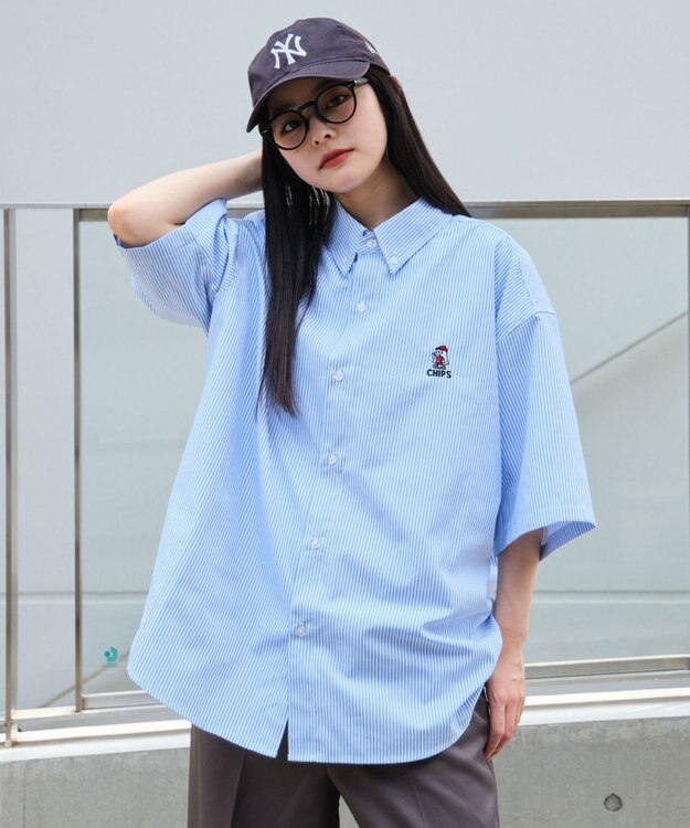 WEGO 【ユニセックス着用ITEM/MLサイズ展開】オックスフォードワンポイントシャツ（SS） 柄1