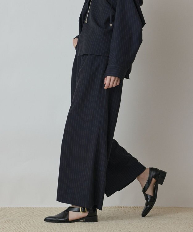 GRACE CONTINENTAL タックワイドパンツ ストライプ