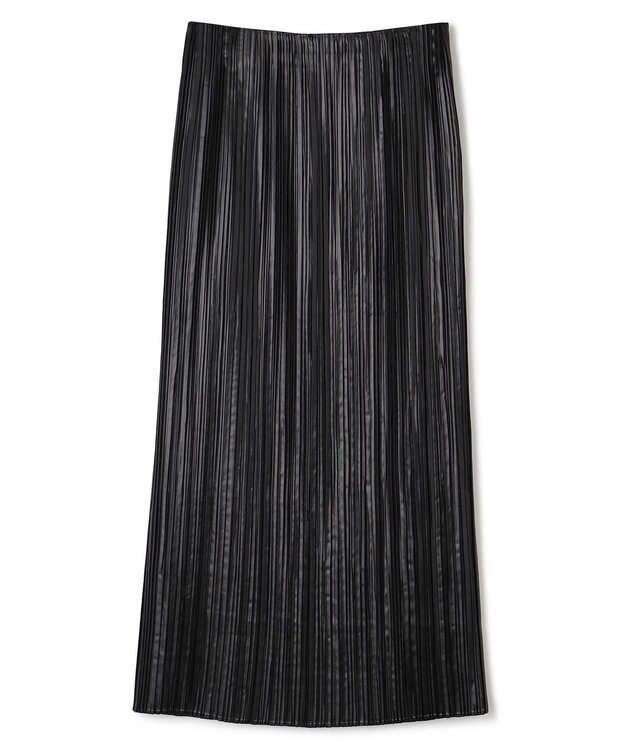 uncrave レザー ライク サテン プリーツスカート（uncrave WHITE） ブラック