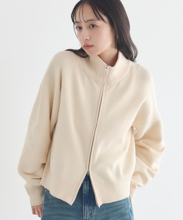 earth music&ecology ダブルジップカーディガン Ivory