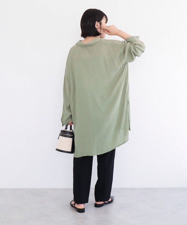 Green Parks Ｉ　ターンバック長袖レーヨンチュニック Khaki