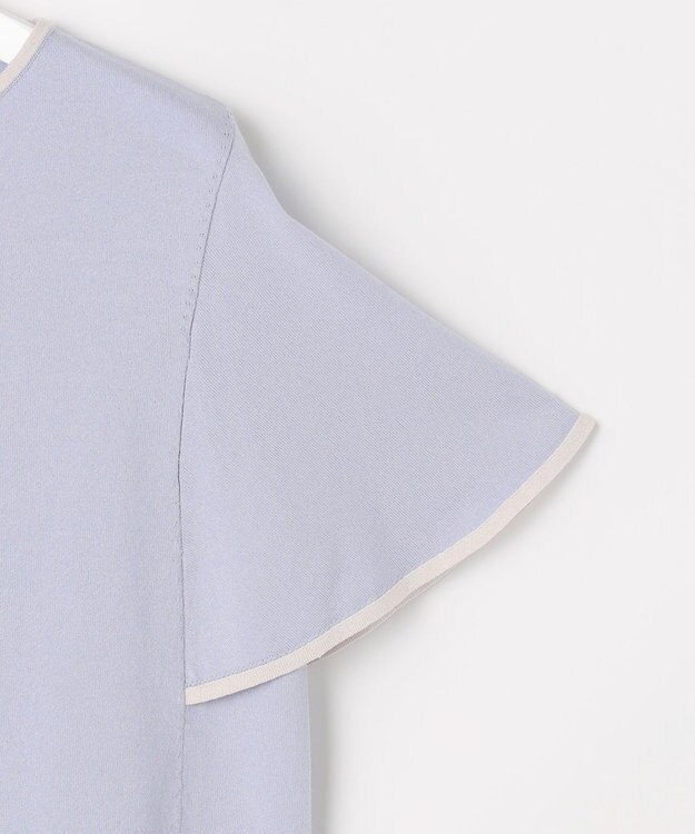 J.PRESS LADIES COOL MINT COTTON POLYESTER フレアスリーブ ニット プルオーバー サックス系