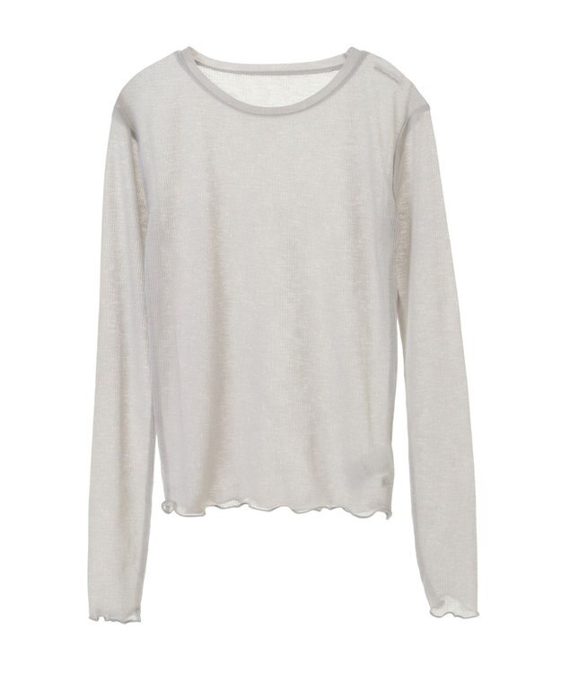 earth music&ecology シアーリブロゴ刺繍プルオーバー Light Gray