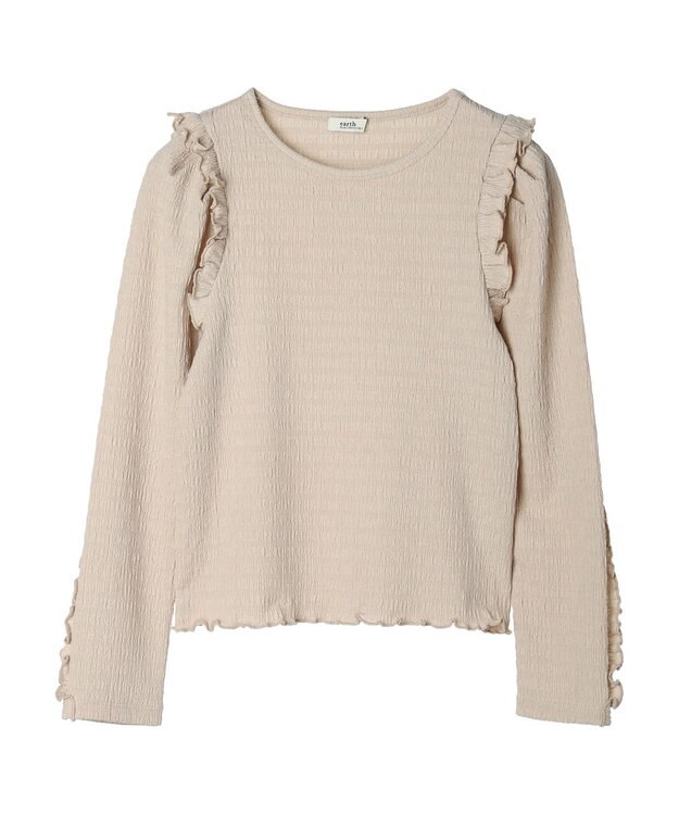 earth music&ecology シャーリングカットプルオーバー Gray Beige