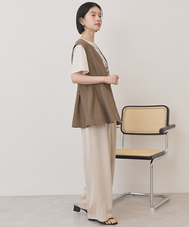 AMERICAN HOLIC 【イージーケア】リネンライクペプラムベスト Brown