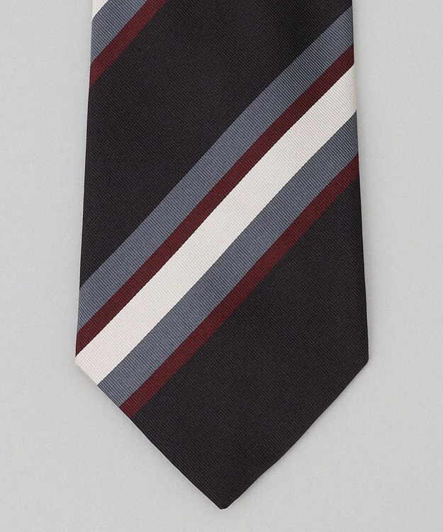 GOTAIRIKU GOTAIRIKU別注【MANTERO/マンテロ】ネクタイ_レジメンタル ブラック×グレー×ホワイト×ボルドー