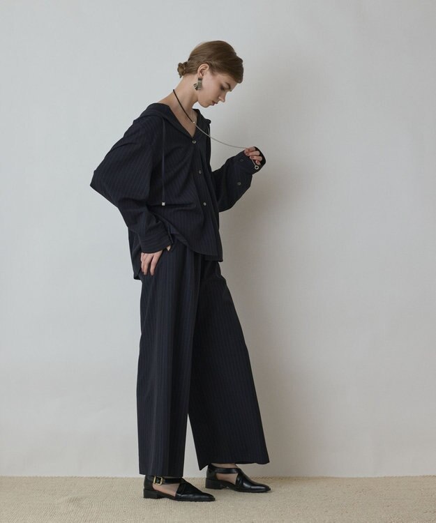 GRACE CONTINENTAL タックワイドパンツ ストライプ