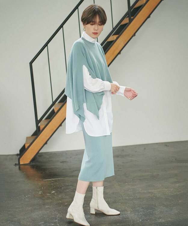 #Newans 【洗える】コットンウールニットセットアップ ライトブルー系